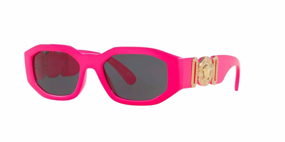 NEW VERSACE men's medusa biggie rectangle sunglasses in fuxia fluo - dark grey